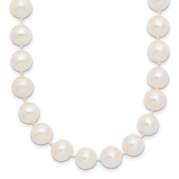 14k Yellow Gold 8-9mm White Near Round Freshwater Cultured Pearl Necklace